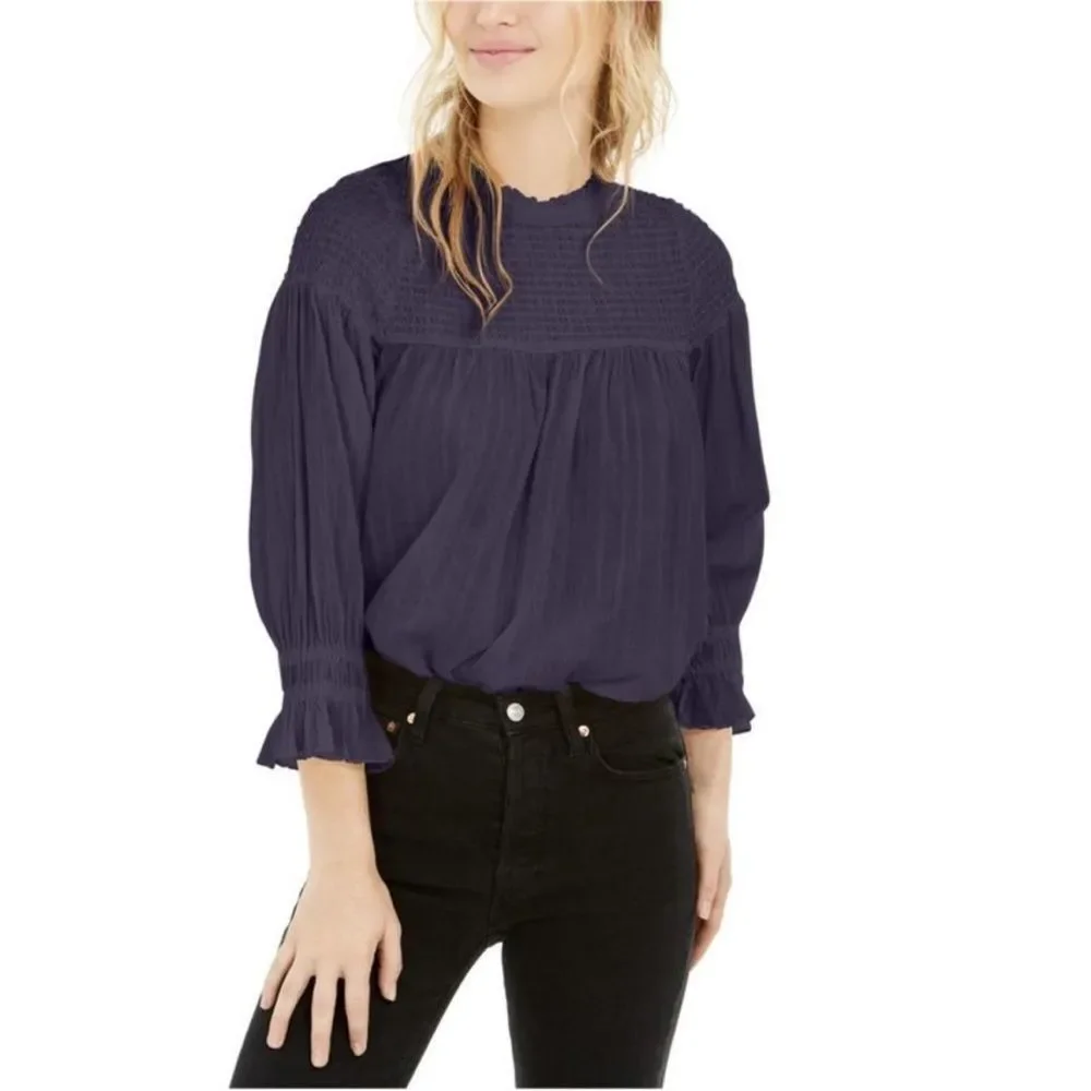 Free People Womens Size Small Smocked Tunic Blouse